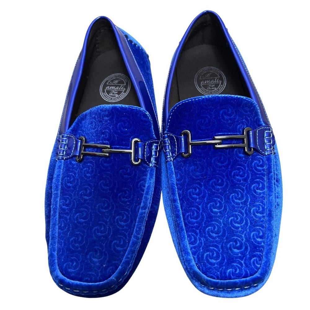 Amali Roberto Mens Royal Blue Velvet Driving Mocasin‎ Loafer Shoes 13 Unique